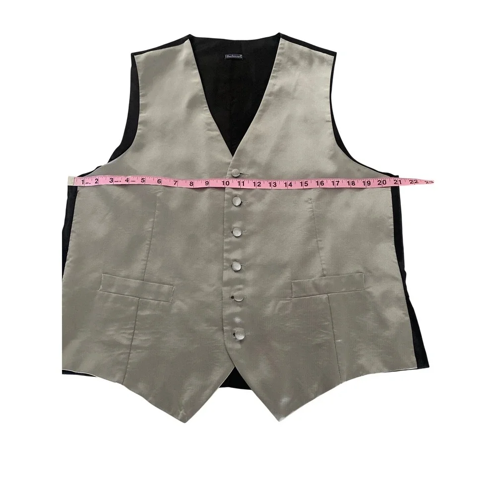 Burberrys Mens Vintage 100% Silk Waistcoat Vest Silver Grey Formal Size M